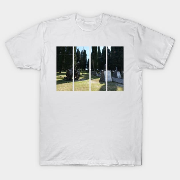 Redipuglia, Italy: Military shrine. It contains the remains of over 100.000 Italian soldiers fallen during the First World War. Friuli Venezia Giulia. Sunny spring afternoon day. T-Shirt by fabbroni-art